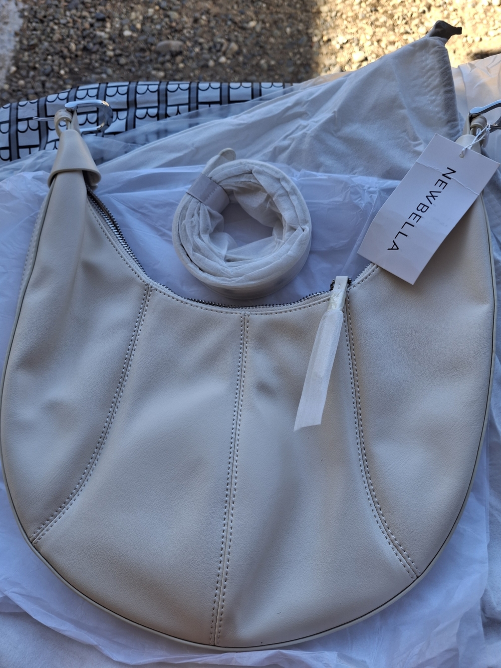 New Newbella Cream Crescent Hobo Shouder Bag.